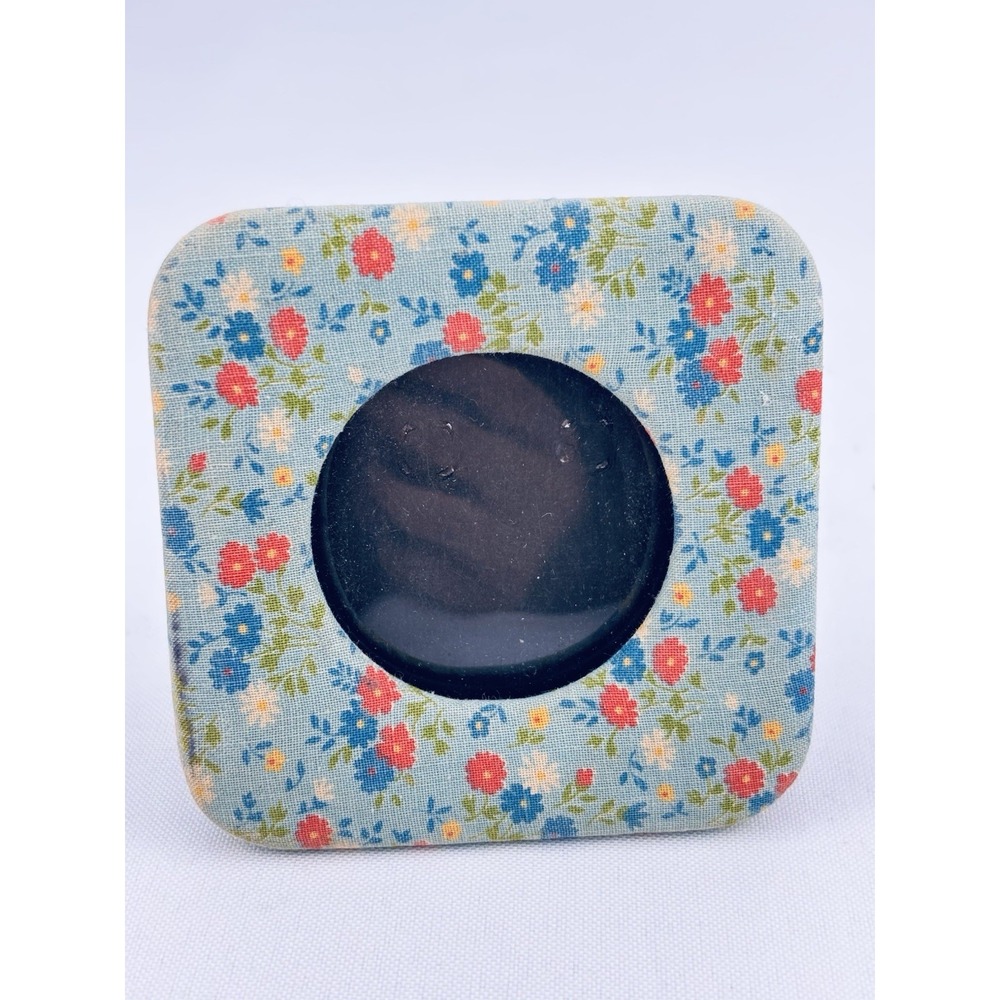 Vintage 1980s Miniature Fabric Picture Frame Floral Calico Chintz Cottagecore